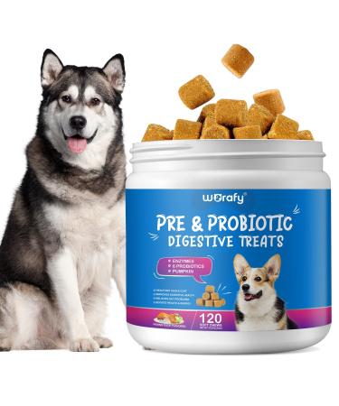 Pre and Probiotics for Dogs - Probiotic Dog Chews Support Digestive Health Gut Health Itchy Skin Yeast Balance Allergies Immune Health - Duck Flavor - 120 Soft Chews - All Ages All Breeds