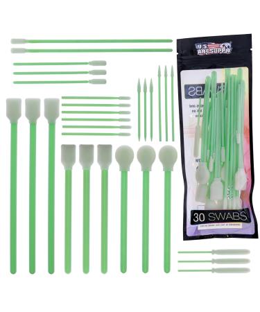 U.S. Art Supply 30 Alcohol Ink Blending Swabs - Foam Tip Brushes, Assorted Shapes and Sizes - Mixing, Blending, Re-Wet, Lift Ink, Dye, Paint, Drawing on Yupo Paper, Art and Craft Mediums, Epoxy Resin