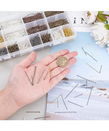 PandaHall 2000pcs Jewelry Head Pins - Iron Flat Head Beading Pins for DIY Earrings & Bracelets - 5 Colors, 0.78/1.18/1.37/1.81 Inch - Buy Online on SooperMarket.com
