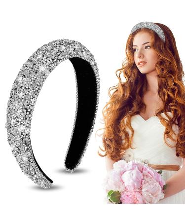 Sibba Rhinestone Padded Hairband - Crystal Beaded Wide Band Headpiece for Women - Buy Online on SooperMarket.com