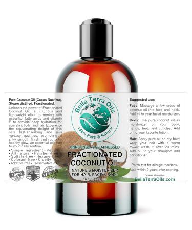 Shop Bella Terra Organic Fractionated Coconut Oil 16 oz - Nutrient-Rich Antioxidants & MCTs for Skin Care & Wellness - International Shipping Available - Buy Online on SooperMarket.com
