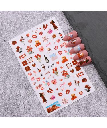 JMEOWIO 10 Sheets Valentines Day Heart Nail Art Stickers Decals Self-Adhesive Rose Love Nail Supplies Nail Art Design Decoration Accessories - Buy Online on SooperMarket.com
