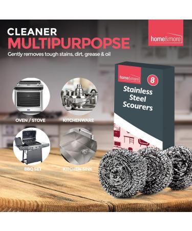 8pk Stainless Steel Scourer | Heavy Duty Metal Cleaning Pads - 6cm x 6cm | Thick Strong Wire Wool Scourers - Reusable - Buy Online on SooperMarket.com