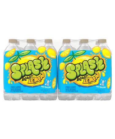 Splash Blast, Flavored Water Beverage, Lemon Flavor, 16.9 Fl Oz Plastic Bottles, 24 Pack