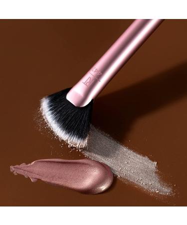 Real Techniques Sheer Radiance Fan Makeup Brush - Cruelty Free Highlighter Tool with Face Glow Benefits | Aluminum Ferrules, Pink - 1 Count - Buy Online on SooperMarket.com