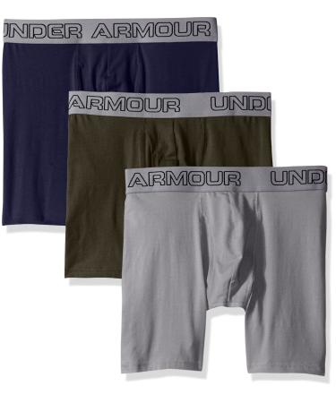 Under Armour Men's Charged Cotton Stretch 6 Boxerjock  3-Pack X-Large Artillery Green (357)/Steel