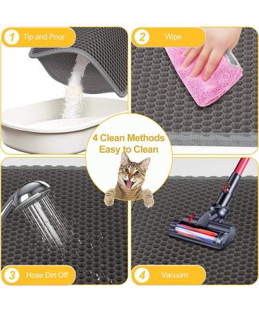 LeToo Cat Litter Mat - Large Waterproof Double Layer Anti-Tracking Kitty Mat - No-Toxic & Washable - Grey 24 x 15 - Buy Online on SooperMarket.com