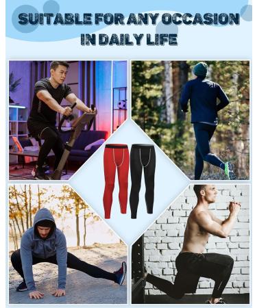 Hicarer 6 Pack Men's Compression Workout Pants - Athletic Leggings for Running and Sports - Multicolor, Large - Buy Online on SooperMarket.com