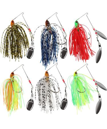6 Pcs Bass Spinner Baits for Bass, Trout & Salmon Fishing - Hard Metal Spinnerbaits by Free Fisher - Buy Online on SooperMarket.com