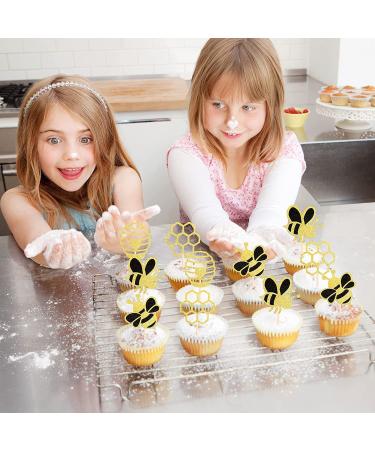 36 Pieces Hummel Cake Decoration - Glitter Honeycomb Cupcake Picks for Baby Shower & Birthday Party Accessories - Honeybee Theme - Buy Online on SooperMarket.com