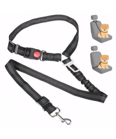 Adjustable clipping belt dog car headrest safety harness dog dog seat belt for small dogs (black with universal buckle)