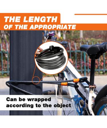 Valuemax 2m Safety Loop Cable - Plastic Coated Steel Cable for Bicycle Motorcycle & eBike | 12mm Thick Black - Secure Your Ride! - Buy Online on SooperMarket.com