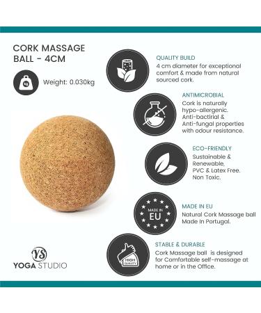 Natural Cork Yoga Studio Massage Ball - 4 cm | Eco-Friendly Recovery Tool for Pain Relief & Muscle Relaxation - Buy Online on SooperMarket.com