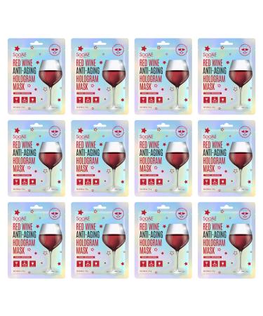 Soo'AE Red Wine Anti-Aging Hologram Mask 12 Count 1 Count (Pack of 12)