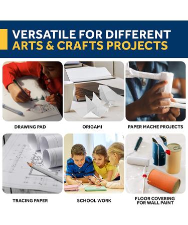 White Kraft Arts and Crafts Paper Roll - 18x175' - Made in USA - Ideal for Painting, Wall Art, Bulletin Board, Gift Wrapping, and Kids Crafts - Buy Online on SooperMarket.com