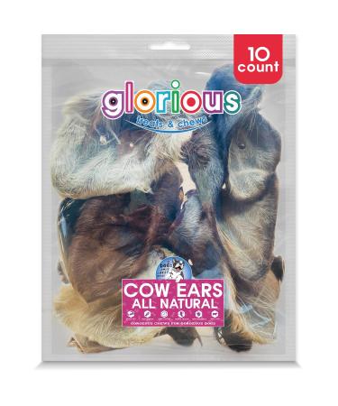 Premium Natural Dog Chews: Single Ingredient Cow Ears with Hair - High Protein Nutritious & Delicious - Long-Lasting Health-Boosting Alternative to Pig Ears - Suitable for Dogs 10 count