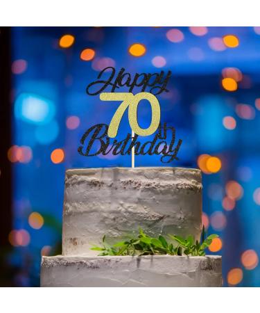 Shop Sumerk 70th Birthday Cake Attachments - Gold & Black Decorations Perfect Party Accessories - Buy Online on SooperMarket.com