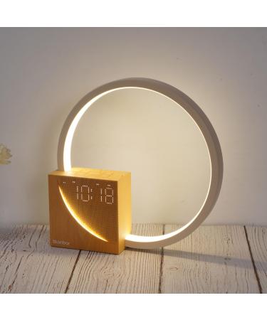 Blonbar bedside lamp with USB charging function touch control dimmable light alarm clock wake up light sleep aid babies and adults 3 stepy brightness bedside lamp for bedroom living room wood