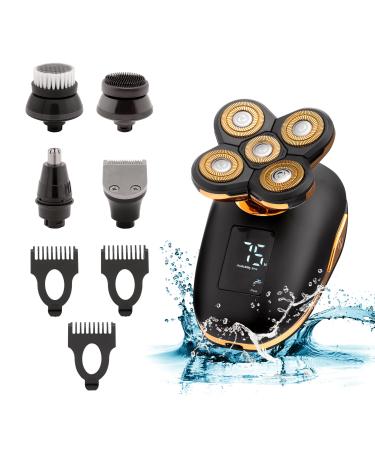 5 in 1 Electric Razor for Men and Women, USB Rechargeable and Waterproof Cordless Trimmer, Includes Rotating Bald Head Shaver, Nose Hair Trimmer, Beard Shaper, Silicone Brush, and Cleansing Brush