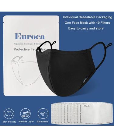 Euroca Cloth Face Mask 3 Layer Reusable Washable Adjustable with Filter Pocket for Adult -1 Mask with 10 Filters Mauve Small - Buy Online on SooperMarket.com