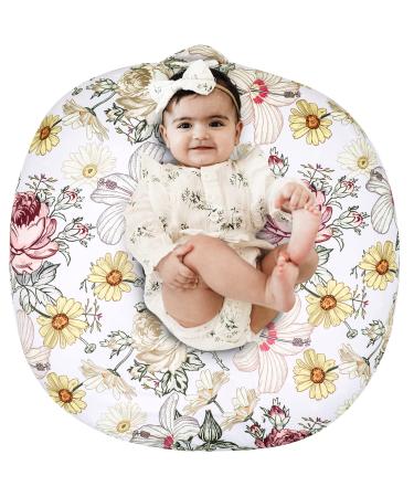 Newborn Lounger Cover for Boys Girls, Removable Cover for Infant Lounger Pillow, Soft Snug Fitted Baby Lounger Slipcover,Floral