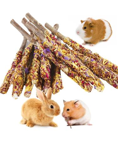 ABIZOO rabbits Kielzeug Set 18 pieces apple sticks natural rose marigold for rabbits hamsters guinea pigs chinchilla treats dental care molar toy rabbit chew toy m2