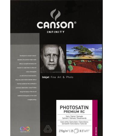 Canson Infinity PhotoSatin Fine Art Paper  270 Gram  8.5 x 11 Inch  25 Sheets 8.5X11 25 Sheet Box