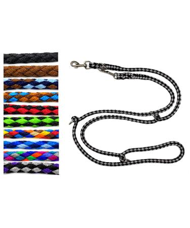Dog linen large dogs up to 80 kg double-line jumbo 2.40m / 2.80m / 3.50m / 5m adjustable exercise line / guide very stable (2.80m 4 times adjustable Dallas (black-silver)) 2.80m 4 times adjustable dallas (black-Silver)