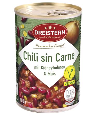 Three star Chili Sin Carne 400g |Vegan stew in the recyclable canon box |Vegetarian with a lot of insert with soy beans & corn