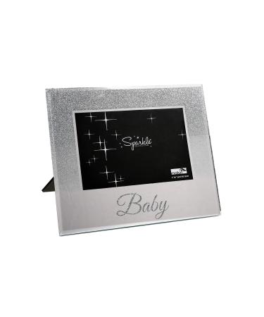 Maturi Silver Glitter Photo Frame Mirrored 6 x 4 Inch Baby Gift