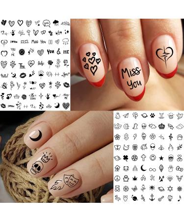 6 Sheets Snake Heart Moon Star Nail Art Sticker Decals for Women DIY Manicure - Geometric Triangle Arrow Nail Decals - Buy Online on SooperMarket.com