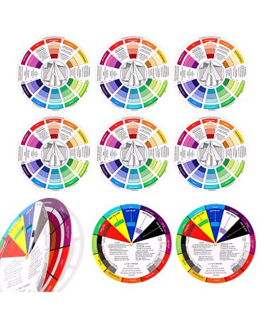 10 Pieces Color Paint Wheel Chart for Artist Kids Paint Mixing Learning Guide Art Class Teaching Tool Color Harmony Wheels for Makeup Blending Board Color Mixed Guide Mix Colors (5.5 Inch)