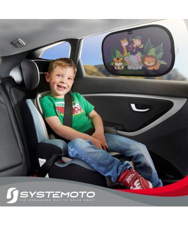 Systemoto Car Sun Protection for Babies - UV Protection (2 Set) | Adorable Animal Motifs for Passenger Cars - Buy Online on SooperMarket.com