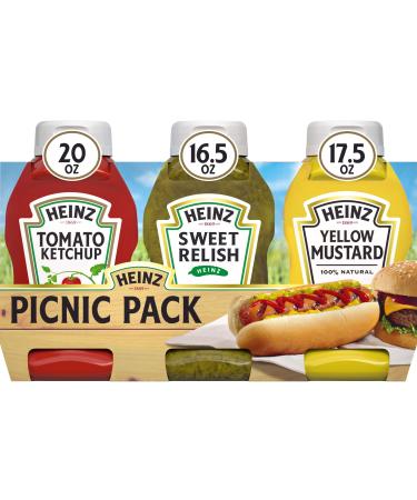 Heinz Tomato Ketchup, Relish, and Mustard Picnic Pack, 3 Count