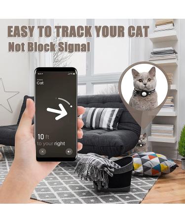 Reflective Airtag Cat Collar with Bell | Waterproof Holder | Apple Airtag Compatible - Black - Buy Online on SooperMarket.com