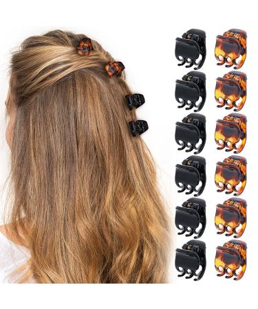 WLLHYF 12 Pcs Mini Small Hair Claw Clips for Women Girls  Plastic Jaw Clamps Clips Non-Slip Tiny Multifunction Hair Claws Hair Styling Accessories for Design Kids and Adult