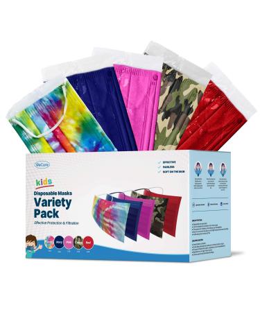 WECARE Disposable Kids Face Masks - 50 Variety Pack