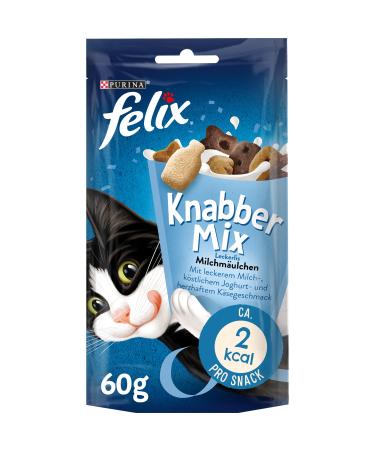FELIX KnabberMix Milchmaulchen cat snack crunchy treats low in lactose pack of 8 (8 x 60g)