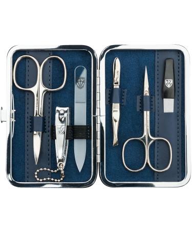 Three swords - germany 6 pcs.Manicureset 'Genova' |Nail care set in textileui jeans blue |Contents: nail scissors skin scissors nail clippers glass nail files tweezers sapphire nail file blue / textile jeans