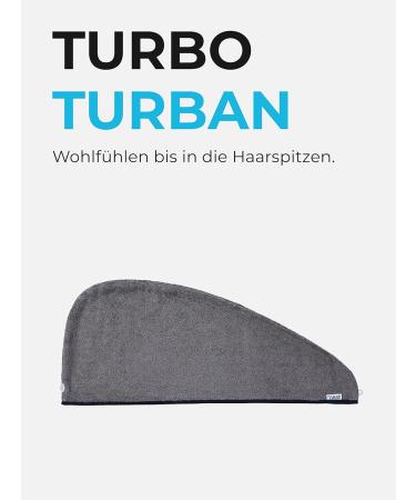 Sowel Hair Turban - 100% Organic Cotton Turban Towel with Button for Men & Women | Grey/Navy - Buy Online on SooperMarket.com