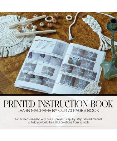 CULETCRAFT Macrame Kit for Beginners - 15 Projects Book, 164yd Cotton Cord, Wooden Beads & Rings - 153pc Starter Set in Gift Box - Buy Online on SooperMarket.com