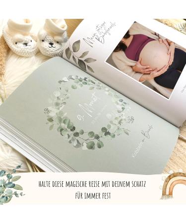 Meinbaby123 Premium Gold-Plated Pregnancy Diary - Gift for Expecting Moms | Mint Eucalyptus - Buy Online on SooperMarket.com