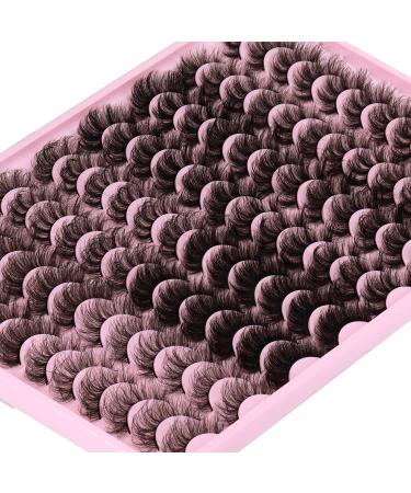 48 Pairs Mink Lashes Fluffy Thick Eyelashes 8 Styles Mixed Dramatic Long Faux Mink Eye lashes Pack 10D Curl Wholesale Bulk Luxury Soft Fake Eyelashes Fluffy-48 Pairs