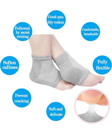 Aokbean Heel Socks - 2 Pairs Moisturizing Gel Socks for Dry Cracked Skin | Open Tip Silicone Foot Care for Men & Women (Black + Gray) - Buy Online on SooperMarket.com