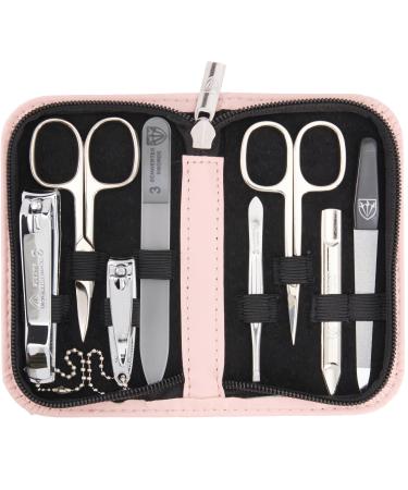 3 Swords Germany - brand quality 8 piece manicure pedicure grooming kit set in light pink fashion leather case in gift box - Made by 3 Swords LIGHT PINK - SYNTHETIC LEATHER