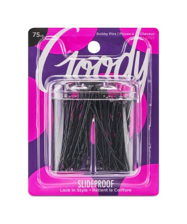 Goody Bobby Pin Box With Magnetic Top - 75 Count, Black - Slideproof And Lock In Place - Suitable For All Hair Types - Pain-Free Hair Accessories For Men, Women, Boys And Girls - All Day Comfort Black 75 Ct with Box