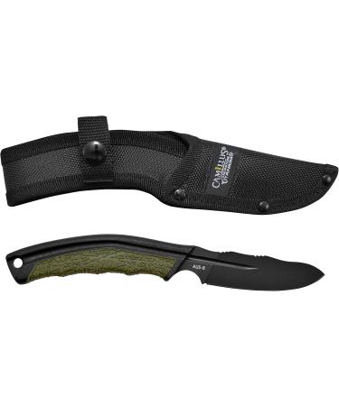 Camillus 19286 BT-8.5 Hunting Knife - 8.9 cm Aus-8 Steel Blade with Ballistic Nylon Sheath - Black/Green GfN/TPE Handle - Ideal for Outdoor Adventures - Buy Online on SooperMarket.com