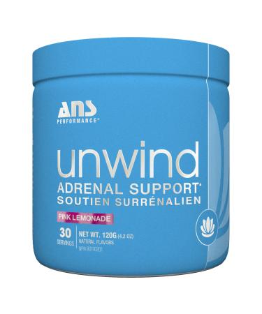 Ans Performance- Unwind Adrenal Support Supplements- Sleep Aid & Stress Relief- With L-Theanine Ashwagandha Extract - Gluten Free Formula - 30 Servings (Pink Lemonade)