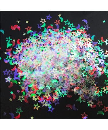 Holographic Nail Art Glitter Sequins - 12 Colors Star Moon Confetti for Nails, Crafts & Slime - Buy Online on SooperMarket.com