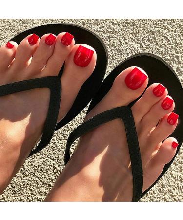 RODAKY Glossy Red Press On Toe Nails - 24PCS False Toe Nail Set for Women - Buy Online on SooperMarket.com